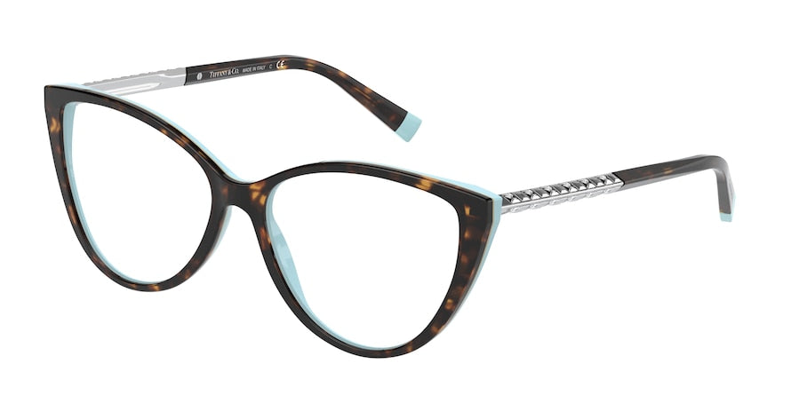 Tiffany TF2214BF Cat Eye Eyeglasses  8134-HAVANA ON TIFFANY BLUE 53-15-140 - Color Map havana