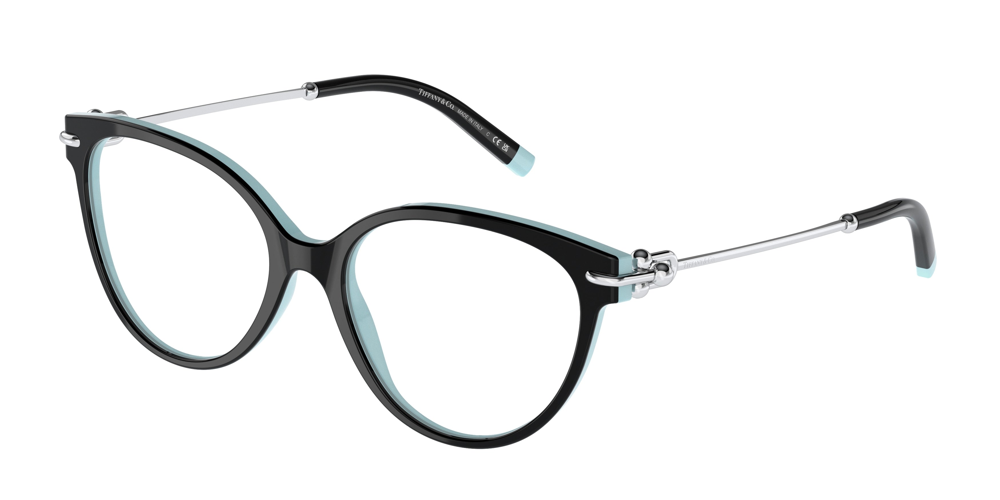 Tiffany TF2217 Cat Eye Eyeglasses  8055-Black On Tiffany Blue 53-140-17 - Color Map Black