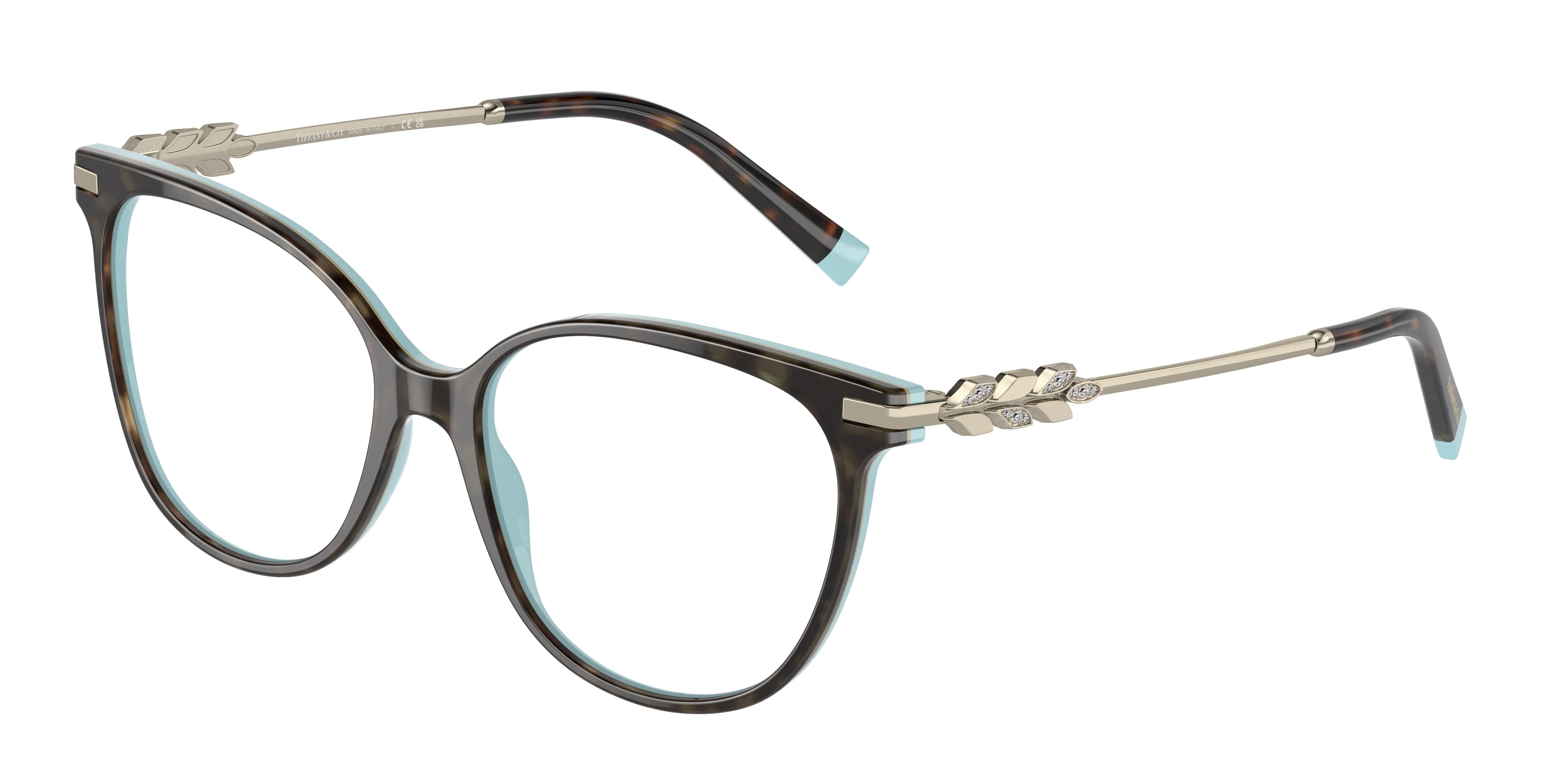 Tiffany TF2220B Cat Eye Eyeglasses  8134-Havana On Tiffany Blue 54-140-16 - Color Map Brown