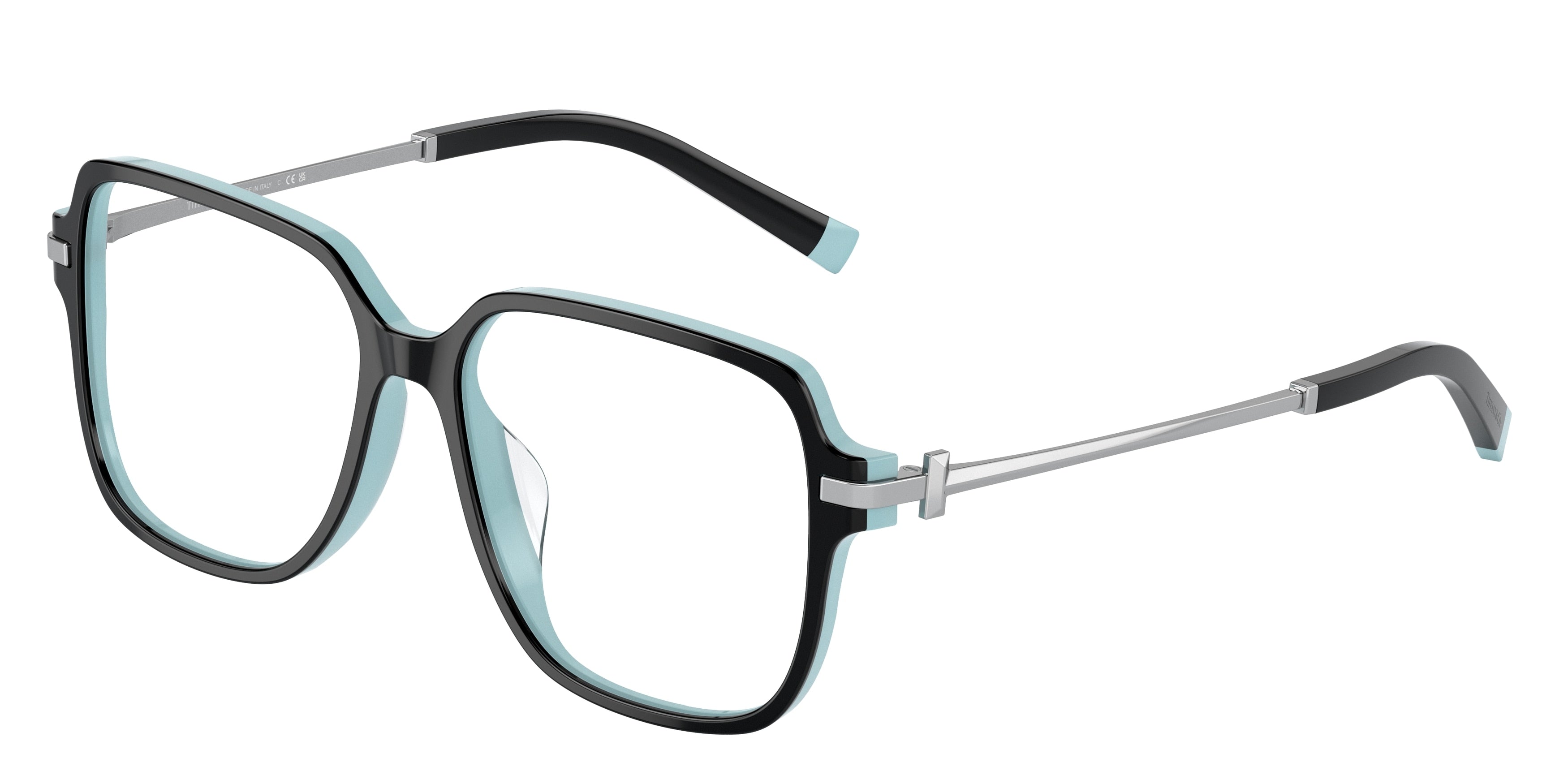 Tiffany TF2224D Square Eyeglasses  8055-Black On Tiffany Blue 55-145-14 - Color Map Black