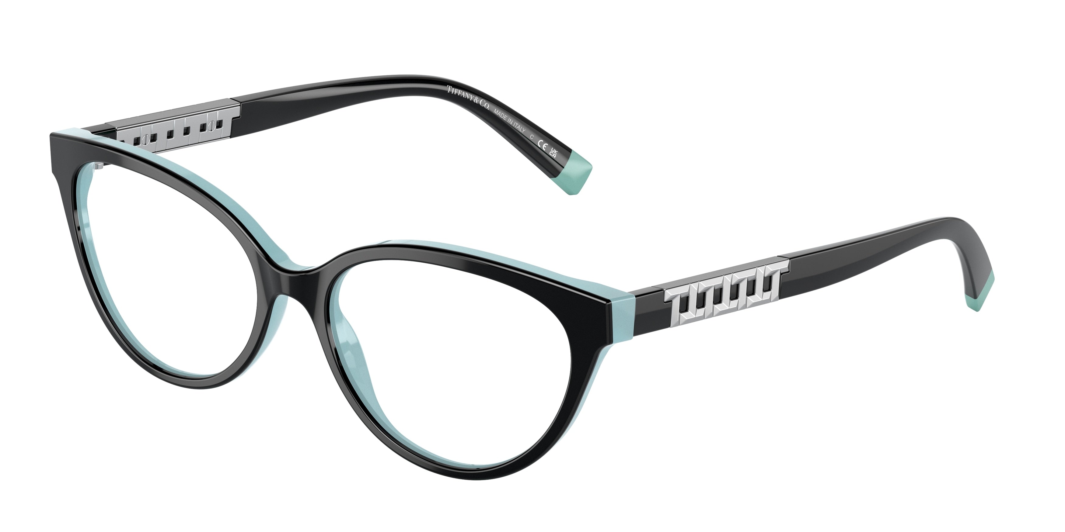 Tiffany TF2226 Cat Eye Eyeglasses  8055-Black On Tiffany Blue 54-140-16 - Color Map Black