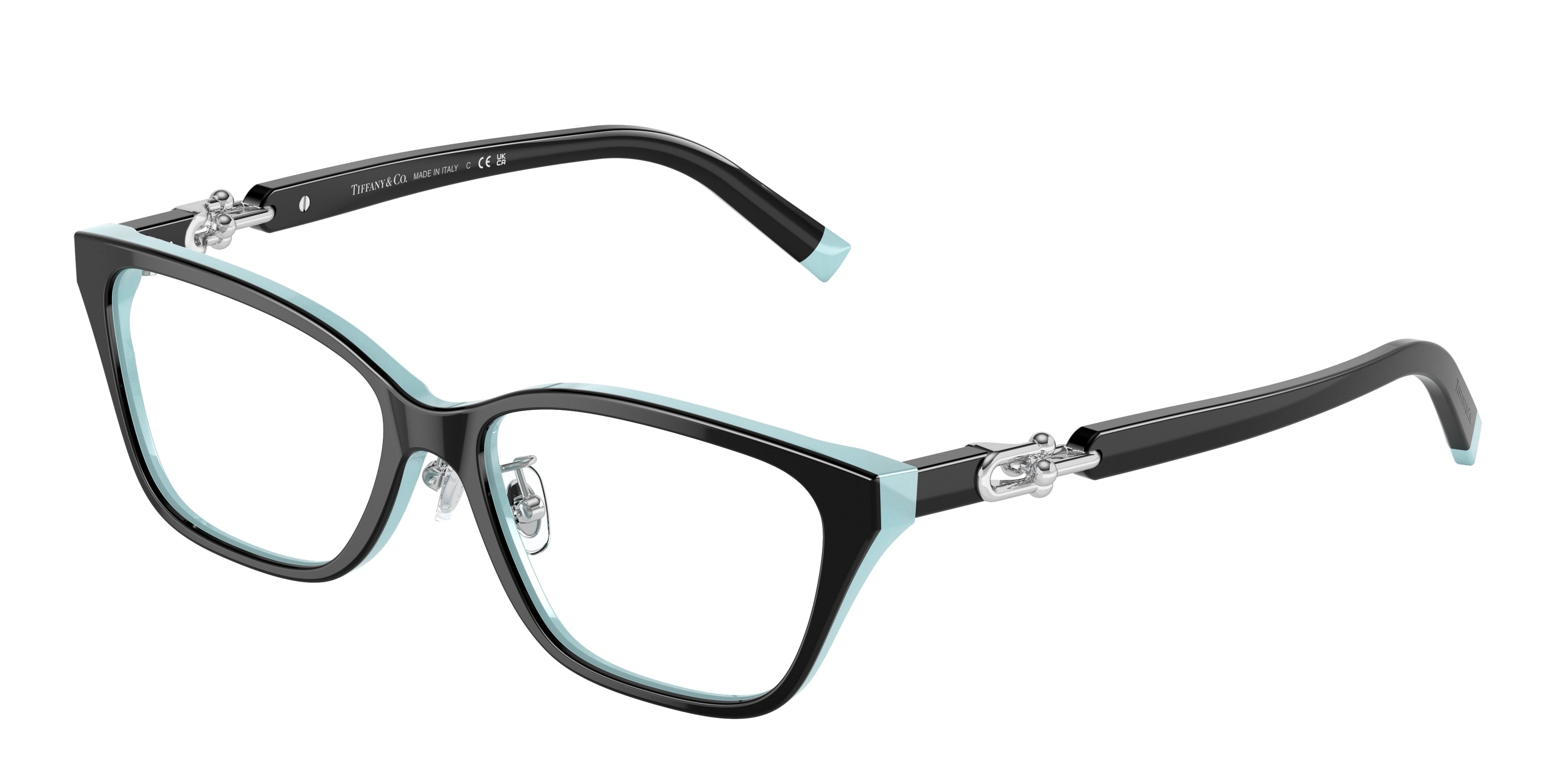 Tiffany TF2229F Phantos Eyeglasses  8055-Black On Tiffany Blue 53-140-15 - Color Map Black
