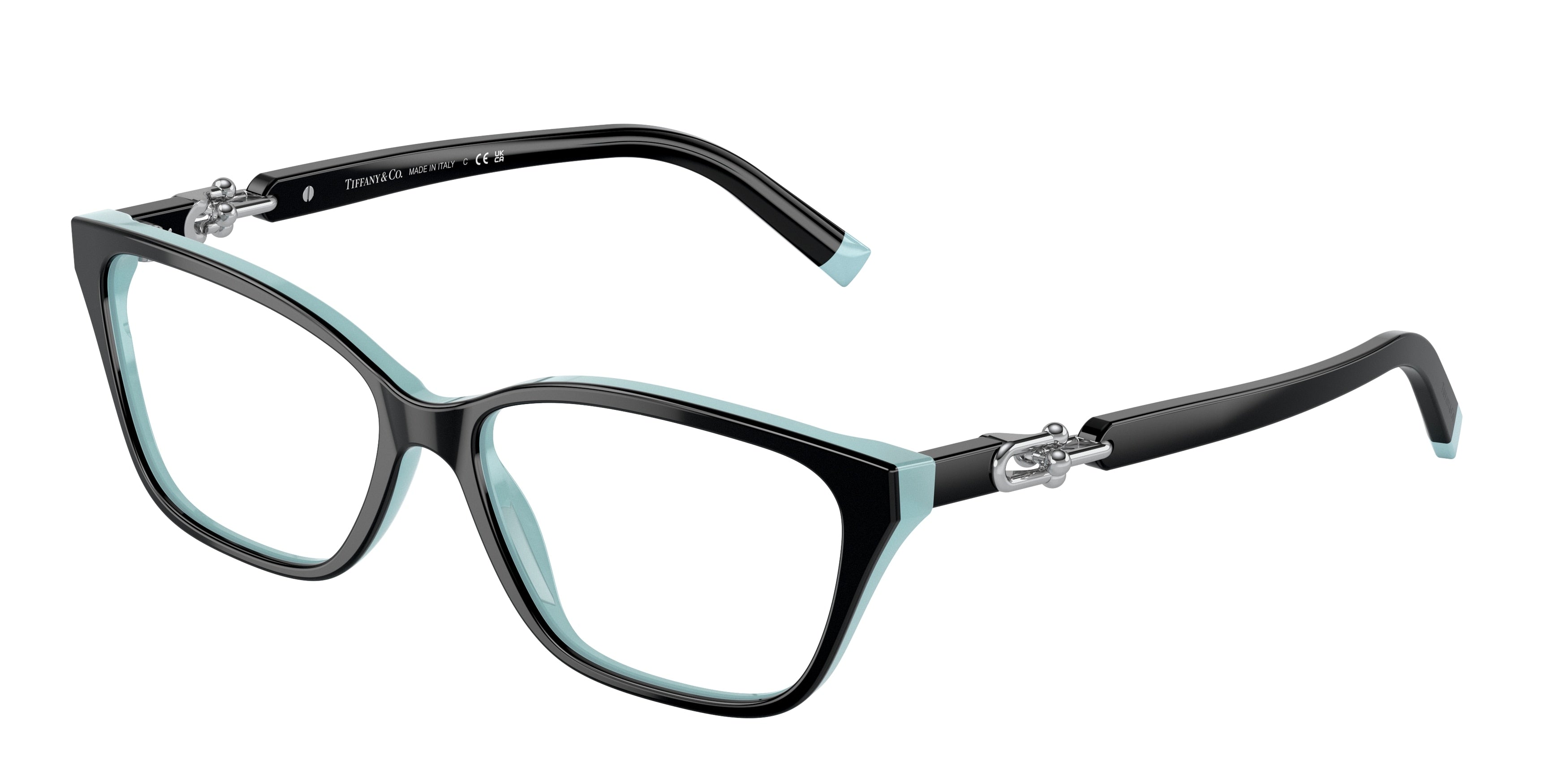 Tiffany TF2229 Rectangle Eyeglasses  8055-Black On Tiffany Blue 55-140-15 - Color Map Black