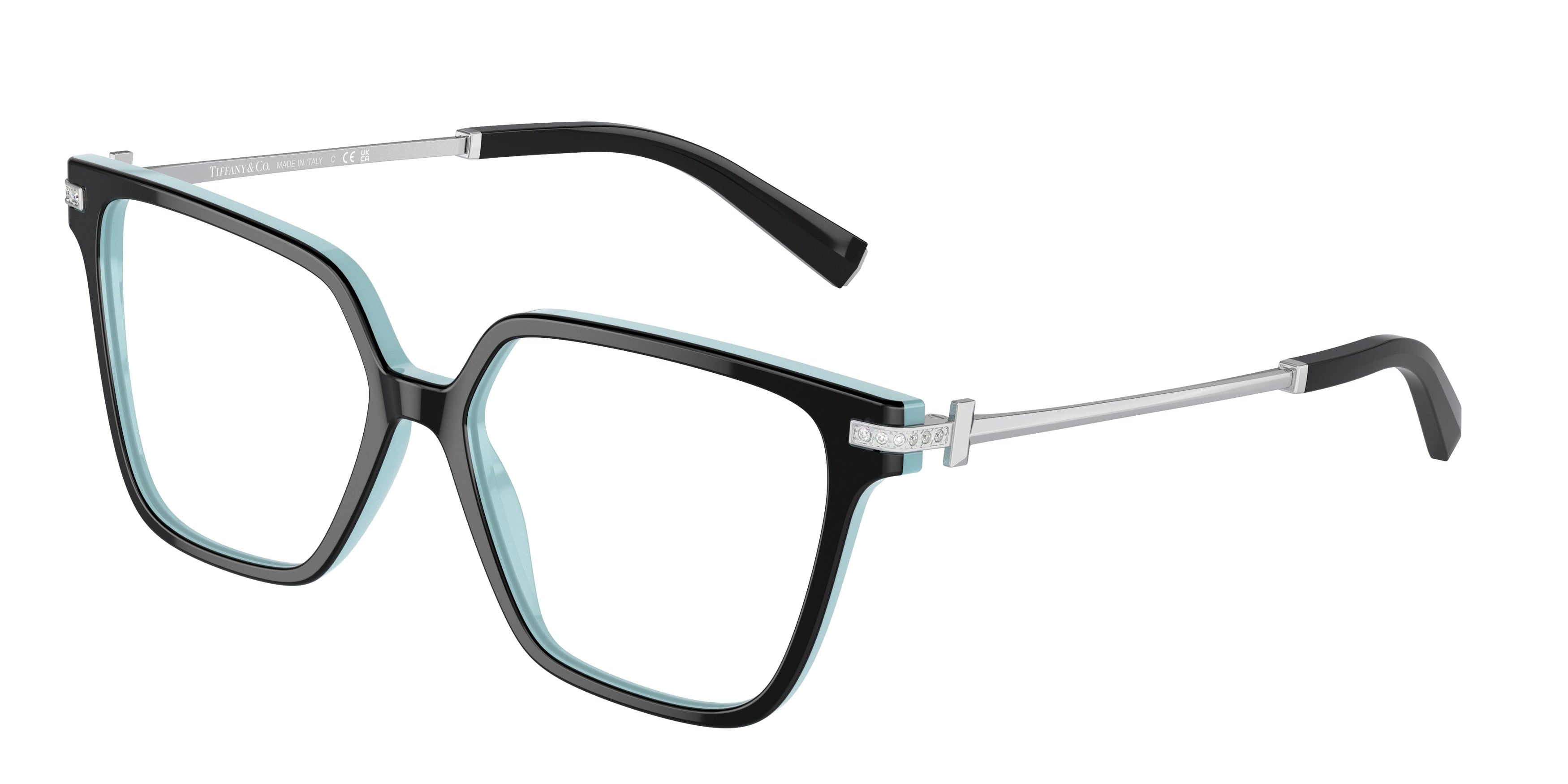Tiffany TF2234B Square Eyeglasses  8055-Black On Tiffany Blue 54-140-15 - Color Map Black