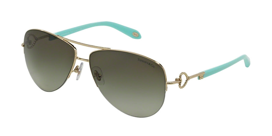 Tiffany TF3046 Pilot Sunglasses  60213M-PALE GOLD 57-14-135 - Color Map gold