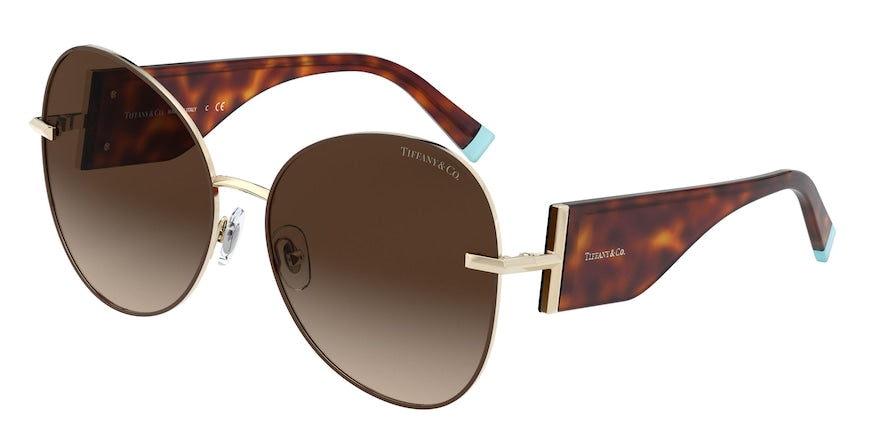 Tiffany TF3069 Butterfly Sunglasses  61463B-PALE GOLD/BROWN 59-16-140 - Color Map gold
