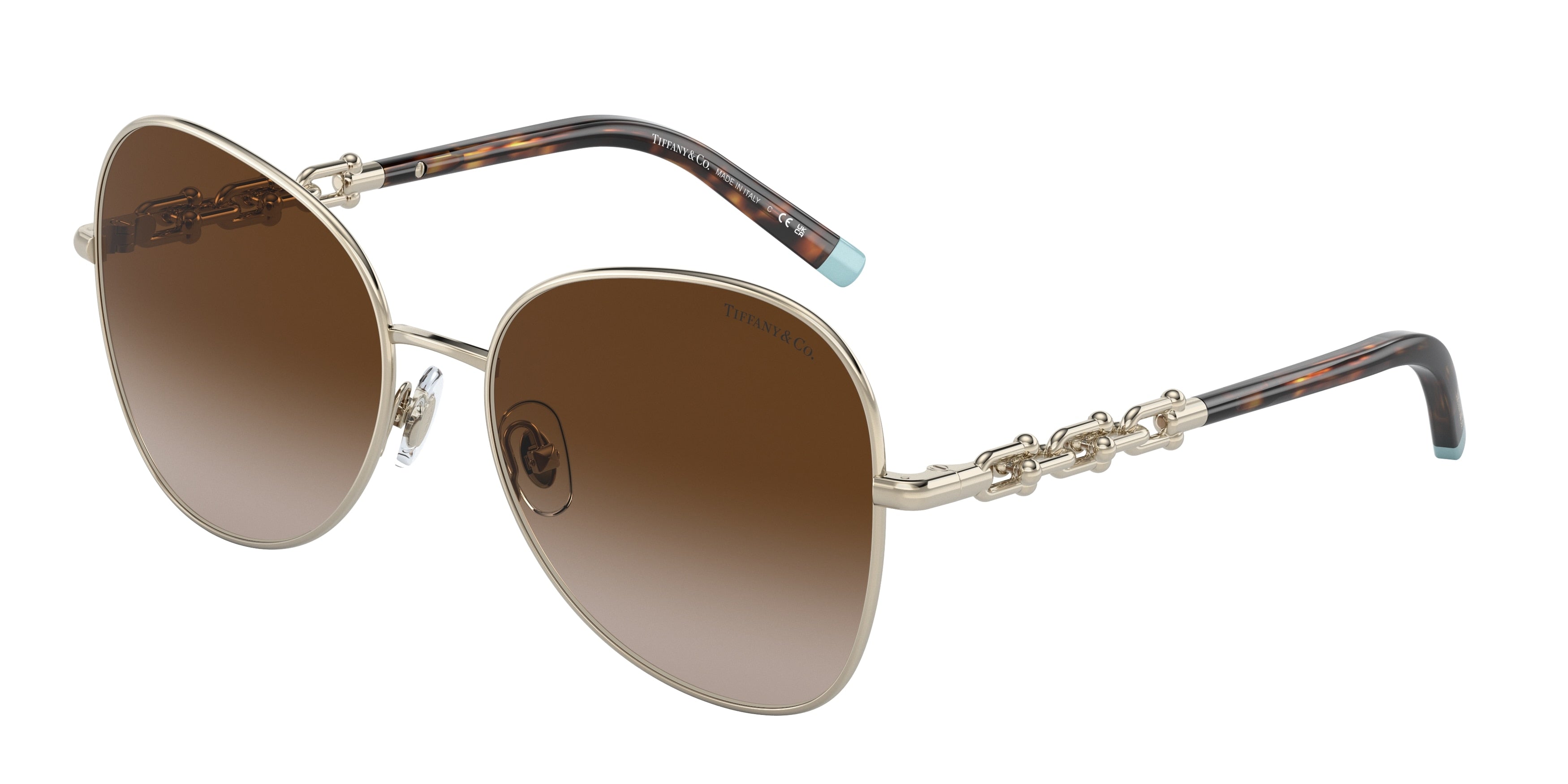 Tiffany TF3086 Pilot Sunglasses  60213B-Pale Gold 57-140-17 - Color Map Gold