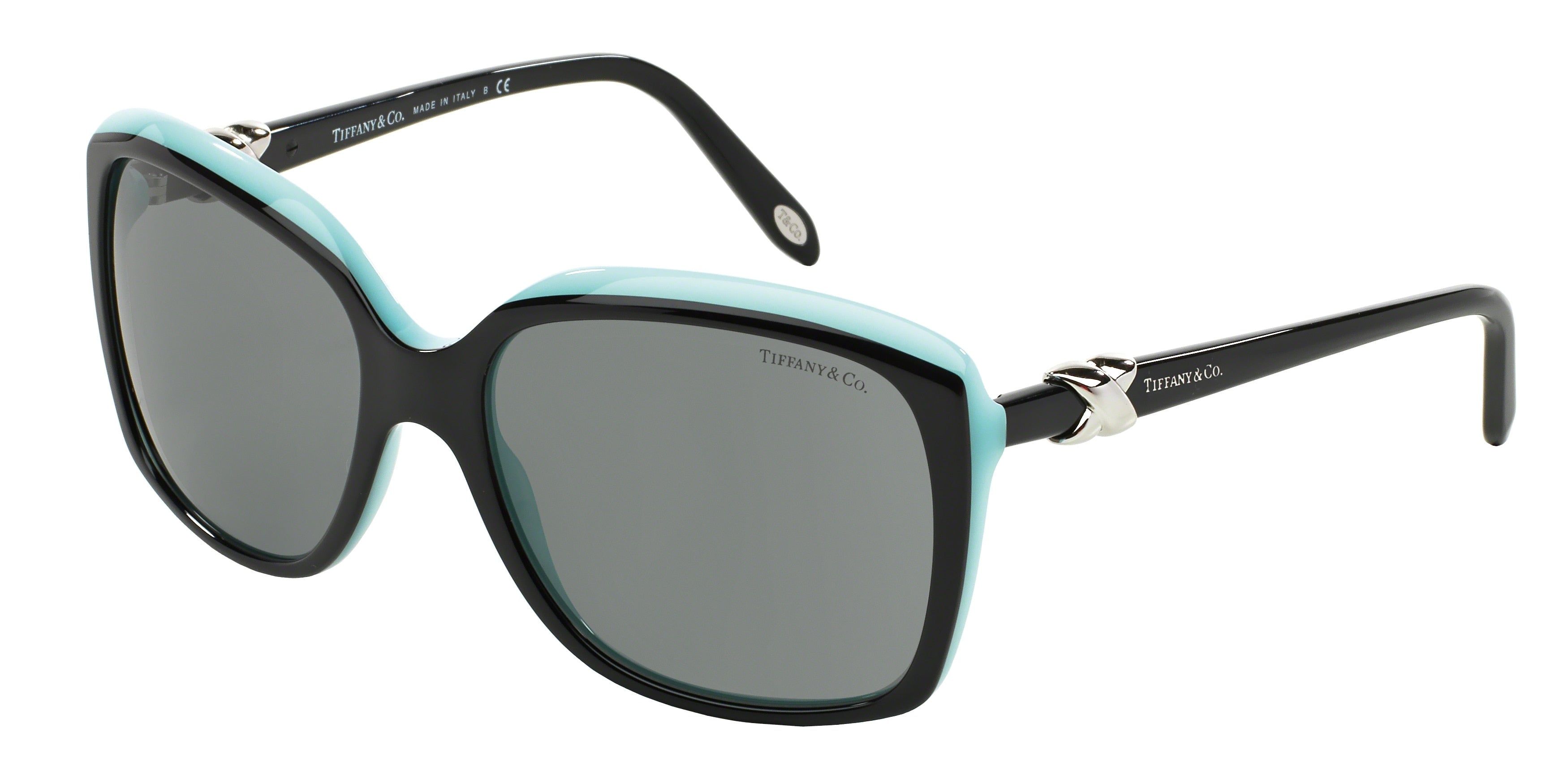 Tiffany TF4076 Square Sunglasses  80553F-Black On Tiffany Blue 58-135-17 - Color Map Black