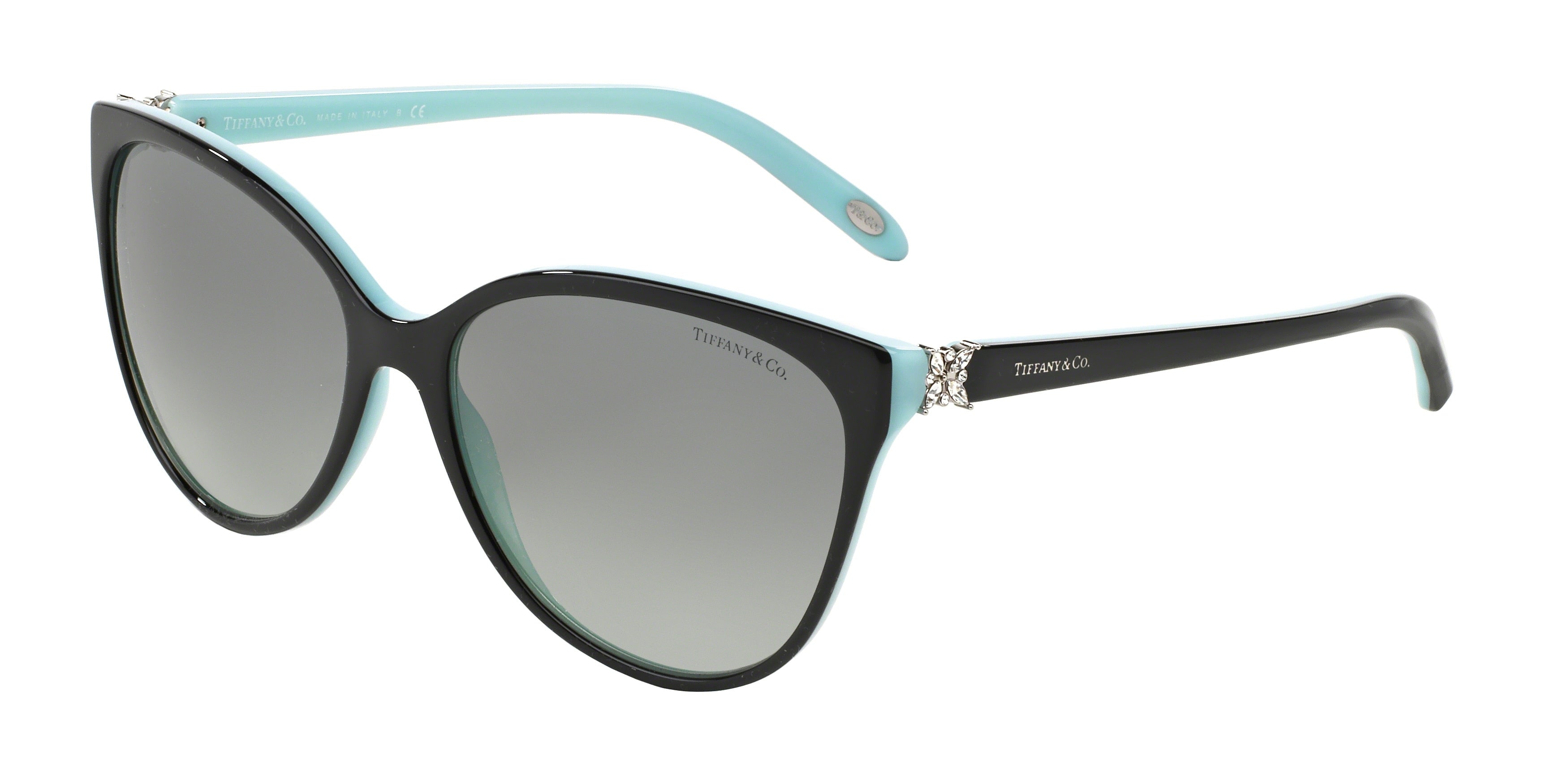 Tiffany TF4089B Cat Eye Sunglasses  80553C-Black On Tiffany Blue 58-140-16 - Color Map Black