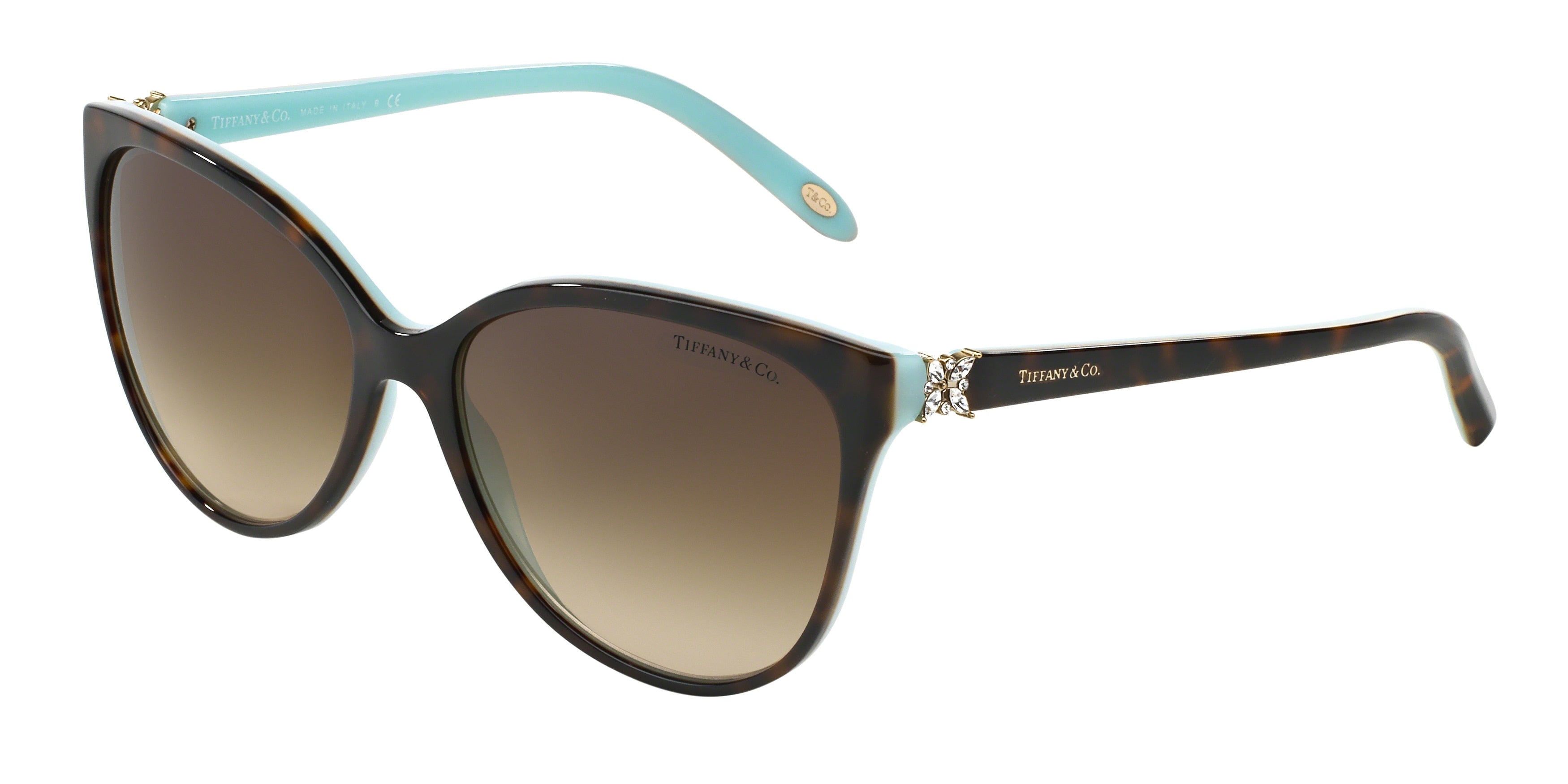 Tiffany TF4089B Cat Eye Sunglasses  81343B-Havana On Tiffany Blue 58-140-16 - Color Map Brown