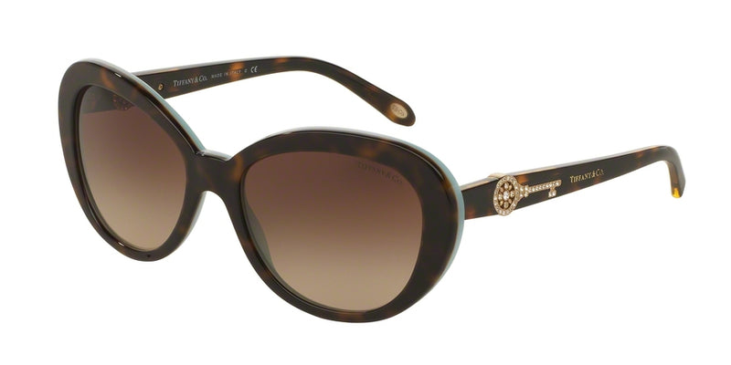 Tiffany TF4118B Oval Sunglasses  81343B-HAVANA/BLUE 55-17-140 - Color Map havana