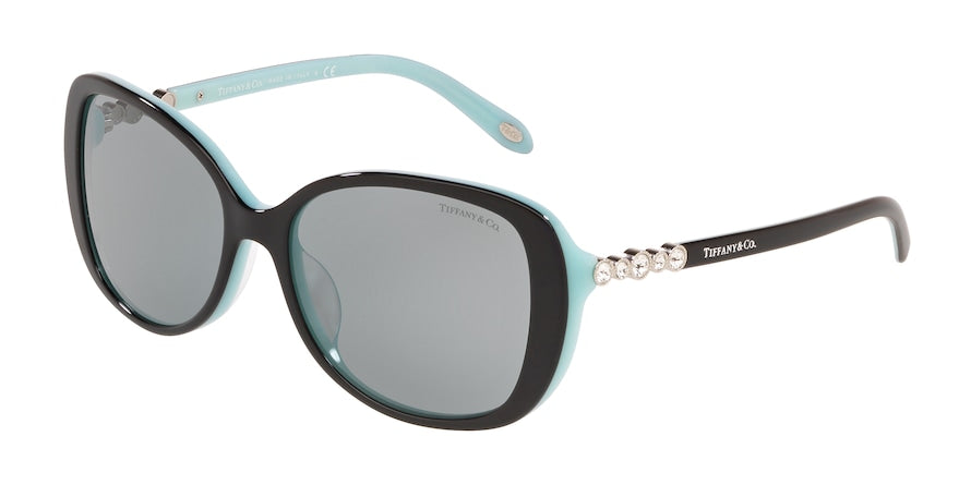 Tiffany TF4121BF Rectangle Sunglasses  8309/1-BLACK/BLUE 55-16-140 - Color Map black