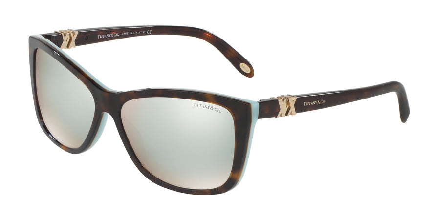 Tiffany TF4124 Rectangle Sunglasses  813464-HAVANA/BLUE 58-14-140 - Color Map havana