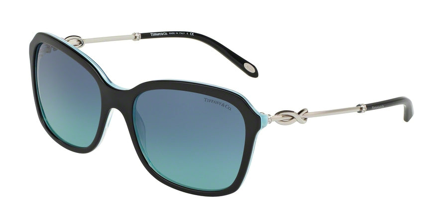 Tiffany TF4128BF Rectangle Sunglasses  81939S-BLACK/STRIPED BLUE 57-17-140 - Color Map black
