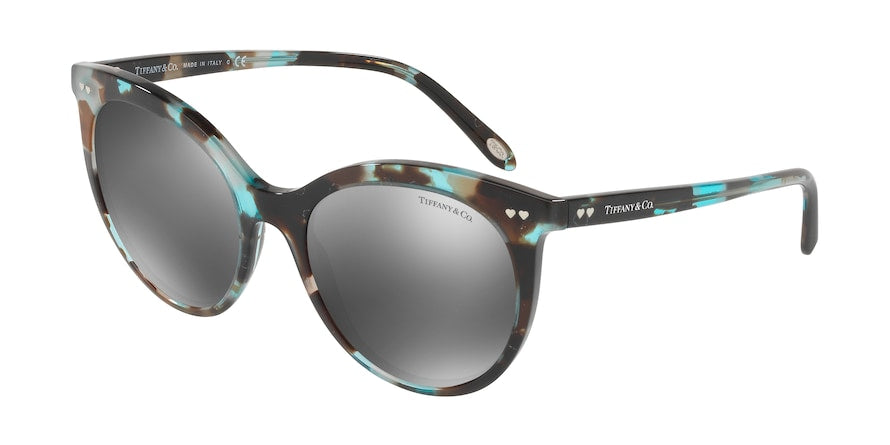 Tiffany TF4141 Cat Eye Sunglasses  82376G-HAVANA/BLUE/SILVER SERIGRAPHY 55-19-140 - Color Map havana