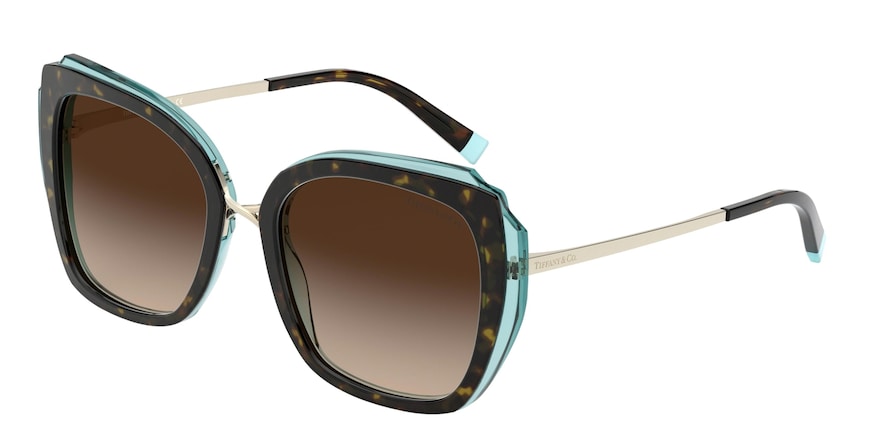 Tiffany TF4160F Square Sunglasses  82863B-HAVANA/TRANSPARENT BLUE 54-19-140 - Color Map havana