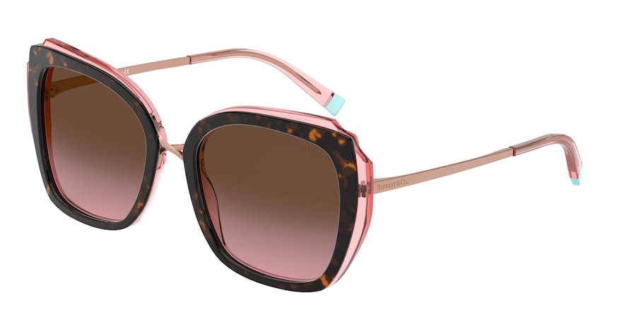 Tiffany TF4160F Square Sunglasses  82879T-HAVANA/TRANSPARENT PINK 54-19-140 - Color Map havana