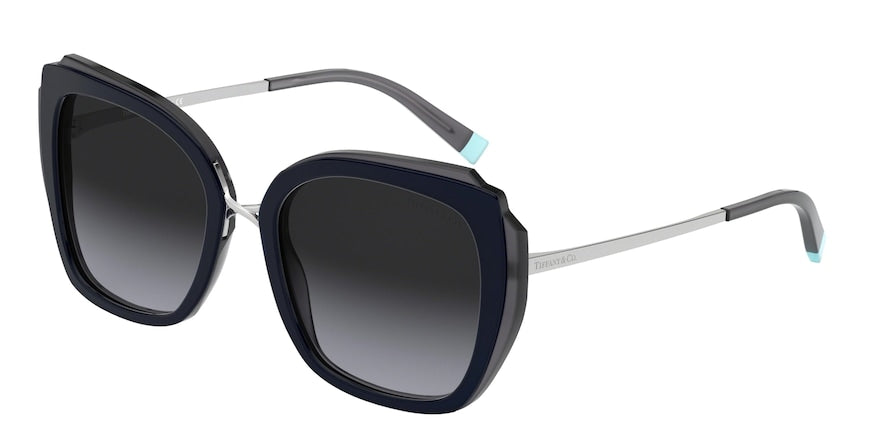 Tiffany TF4160F Square Sunglasses  82883C-BLUE/TRANSP BLUE GREY 54-19-140 - Color Map blue