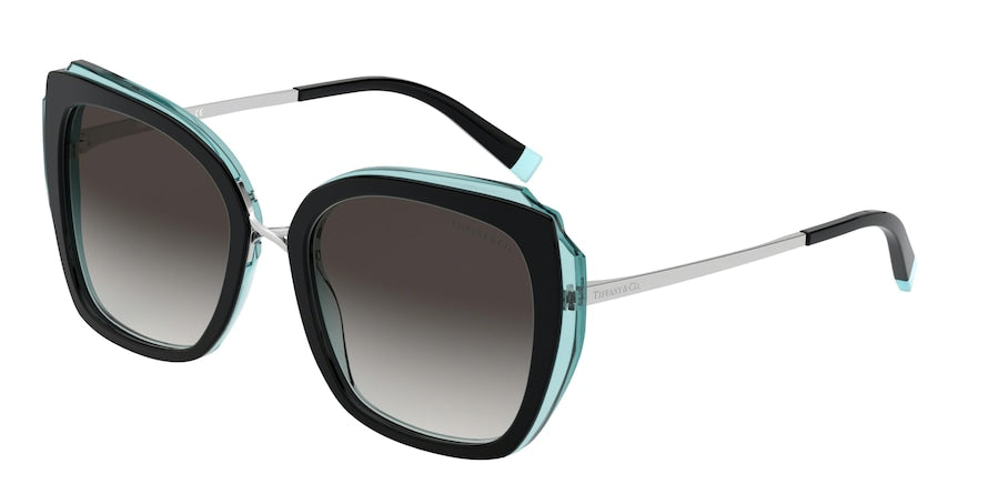 Tiffany TF4160 Square Sunglasses  82853C-BLACK/TRANSPARENT BLUE 54-19-140 - Color Map black