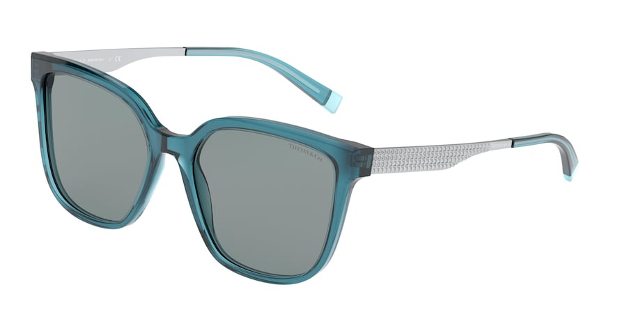 Tiffany TF4165 Square Sunglasses  8224/1-TRANSPARENT TURQUOISE 54-17-140 - Color Map green