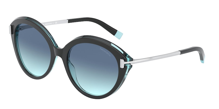Tiffany TF4167F Round Sunglasses  82859S-BLACK/TRANSPARENT BLUE 54-18-140 - Color Map black