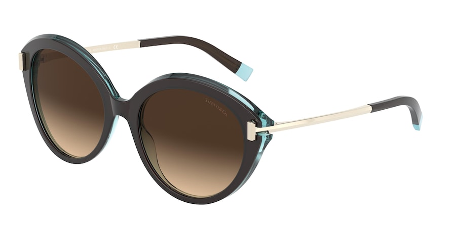 Tiffany TF4167 Round Sunglasses  82863B-HAVANA/TRANSPARENT BLUE 54-18-140 - Color Map havana