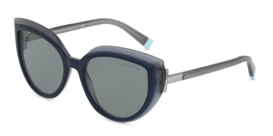 Tiffany TF4170F Cat Eye Sunglasses  82881-BLUE/BLUE GREY TRANSPARENT 54-18-140 - Color Map grey