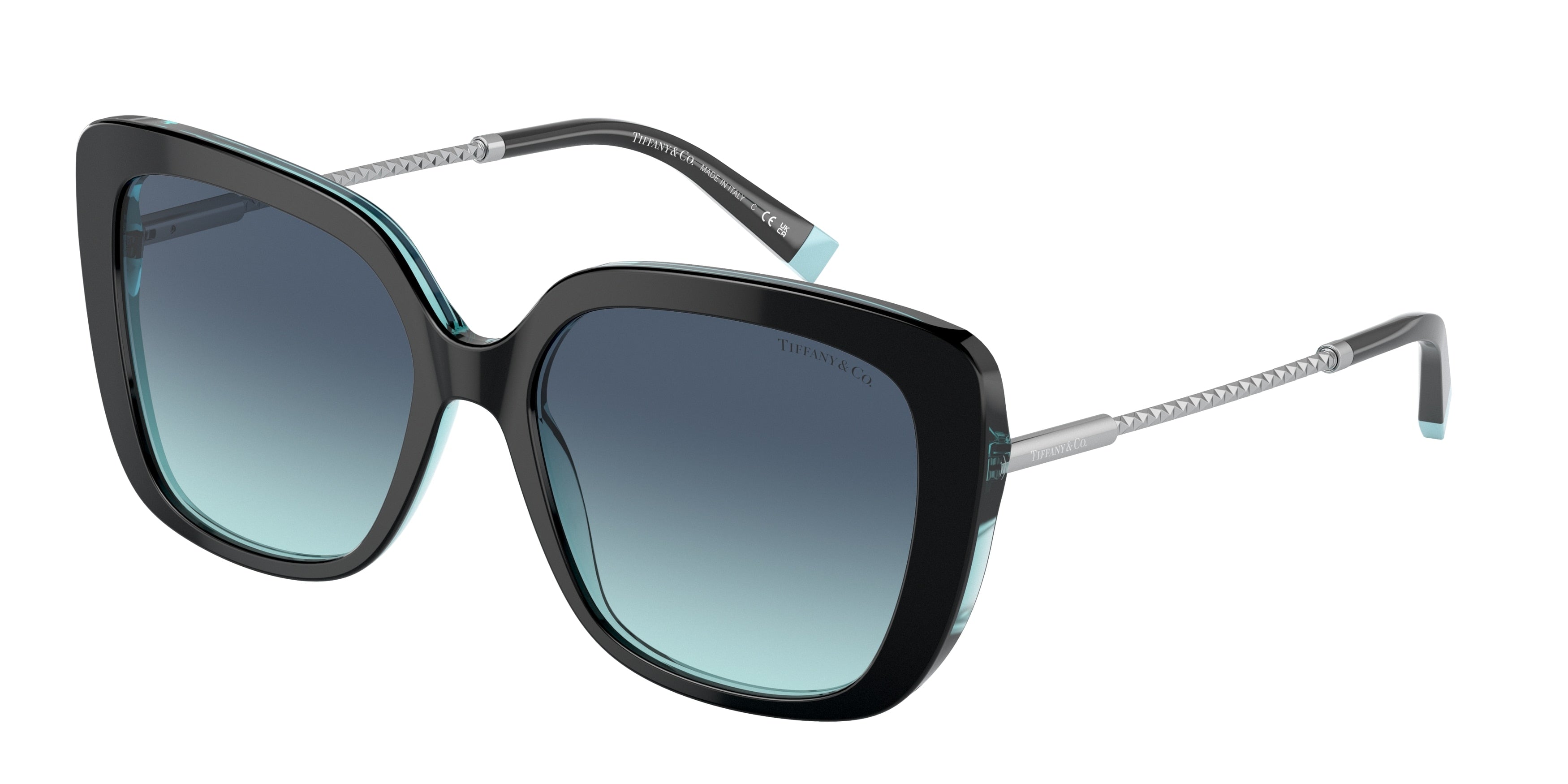 Tiffany TF4177F Butterfly Sunglasses  82859S-Black On Crystal Tiffany Blue 57-140-17 - Color Map Black