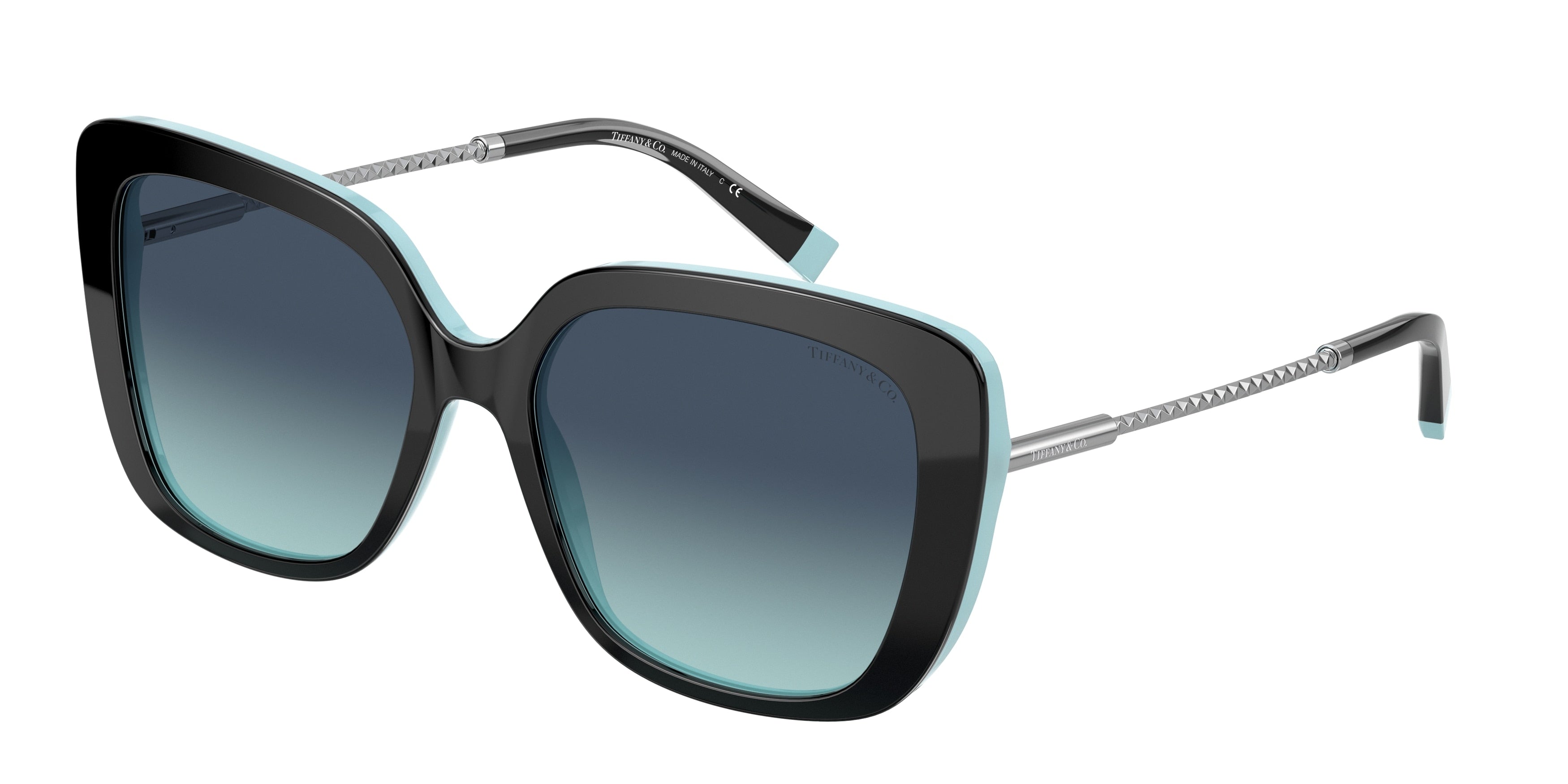 Tiffany TF4177 Butterfly Sunglasses  80559S-Black On Tiffany Blue 55-140-17 - Color Map Black