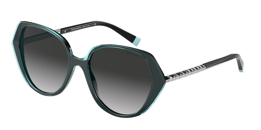 Tiffany TF4179BF Irregular Sunglasses  82793C-CRYSTAL TIFFANY BLUE ON BLACK 55-17-140 - Color Map black