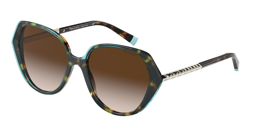 Tiffany TF4179B Irregular Sunglasses  82803B-CRYSTAL TIFFANY BLUE ON HAVANA 55-17-140 - Color Map havana