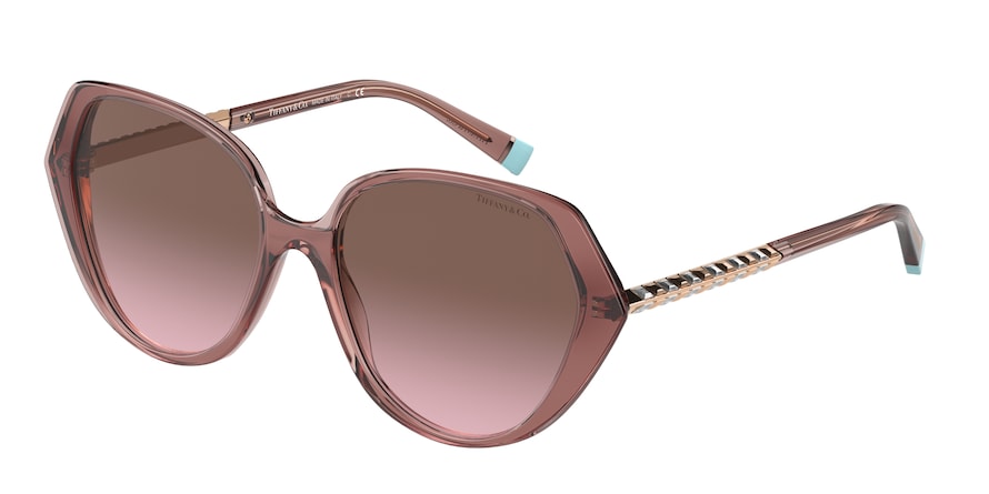 Tiffany TF4179B Irregular Sunglasses  82979T-PINK BROWN TRANSPARENT 55-17-140 - Color Map light brown