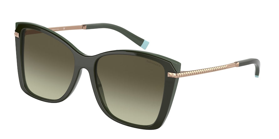 Tiffany TF4180F Square Sunglasses  83303M-GREEN ON DARK GREEN 56-16-140 - Color Map green