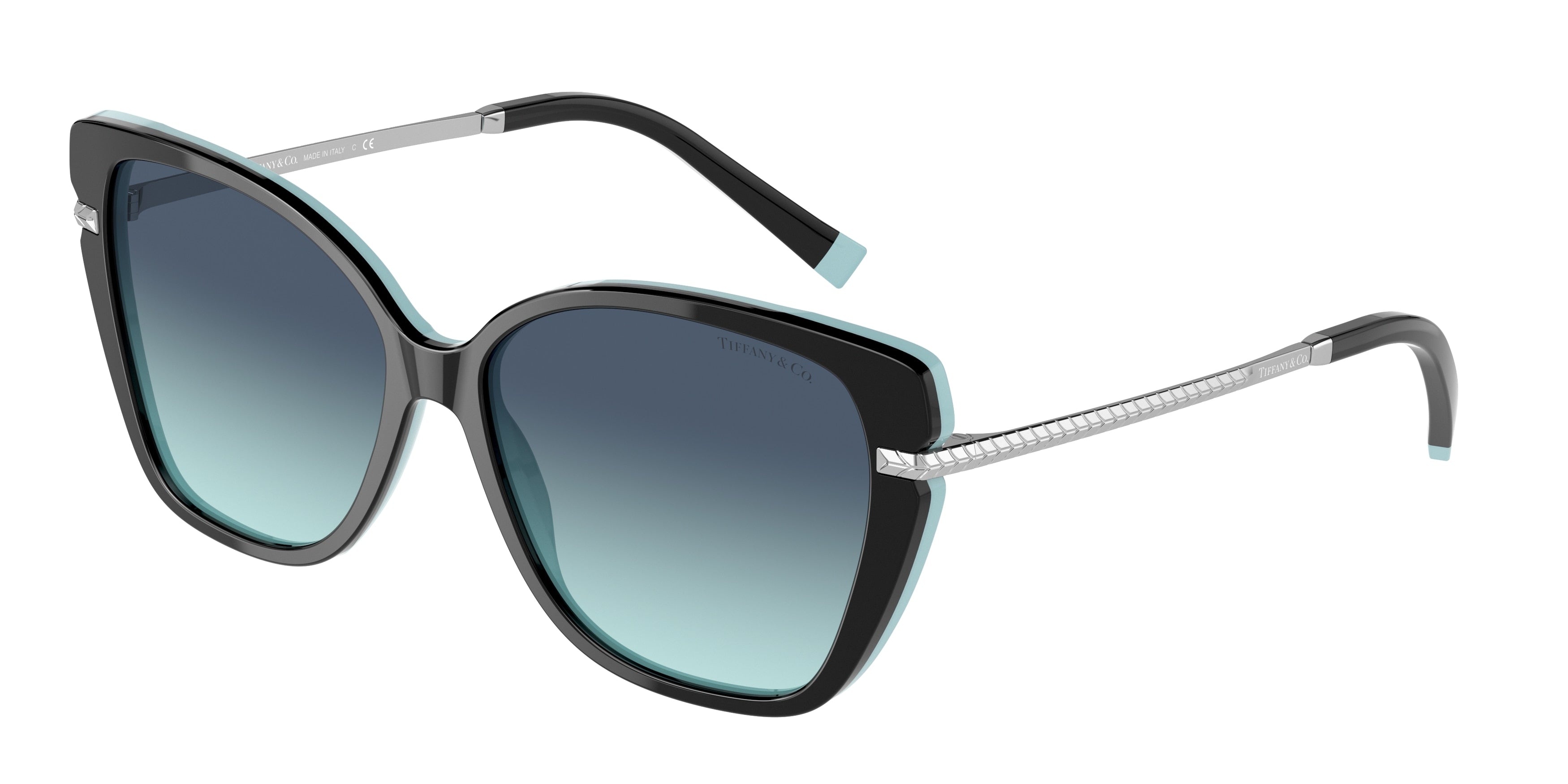 Tiffany TF4190F Cat Eye Sunglasses  80559S-Black On Tiffany Blue 57-140-15 - Color Map Black