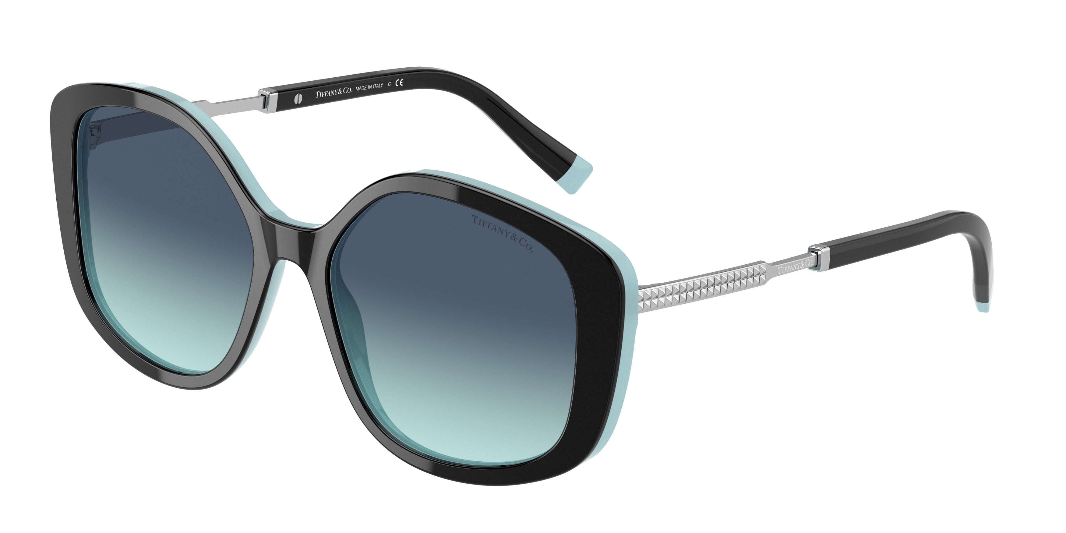 Tiffany TF4192 Irregular Sunglasses  80559S-Black On Tiffany Blue 54-145-17 - Color Map Black