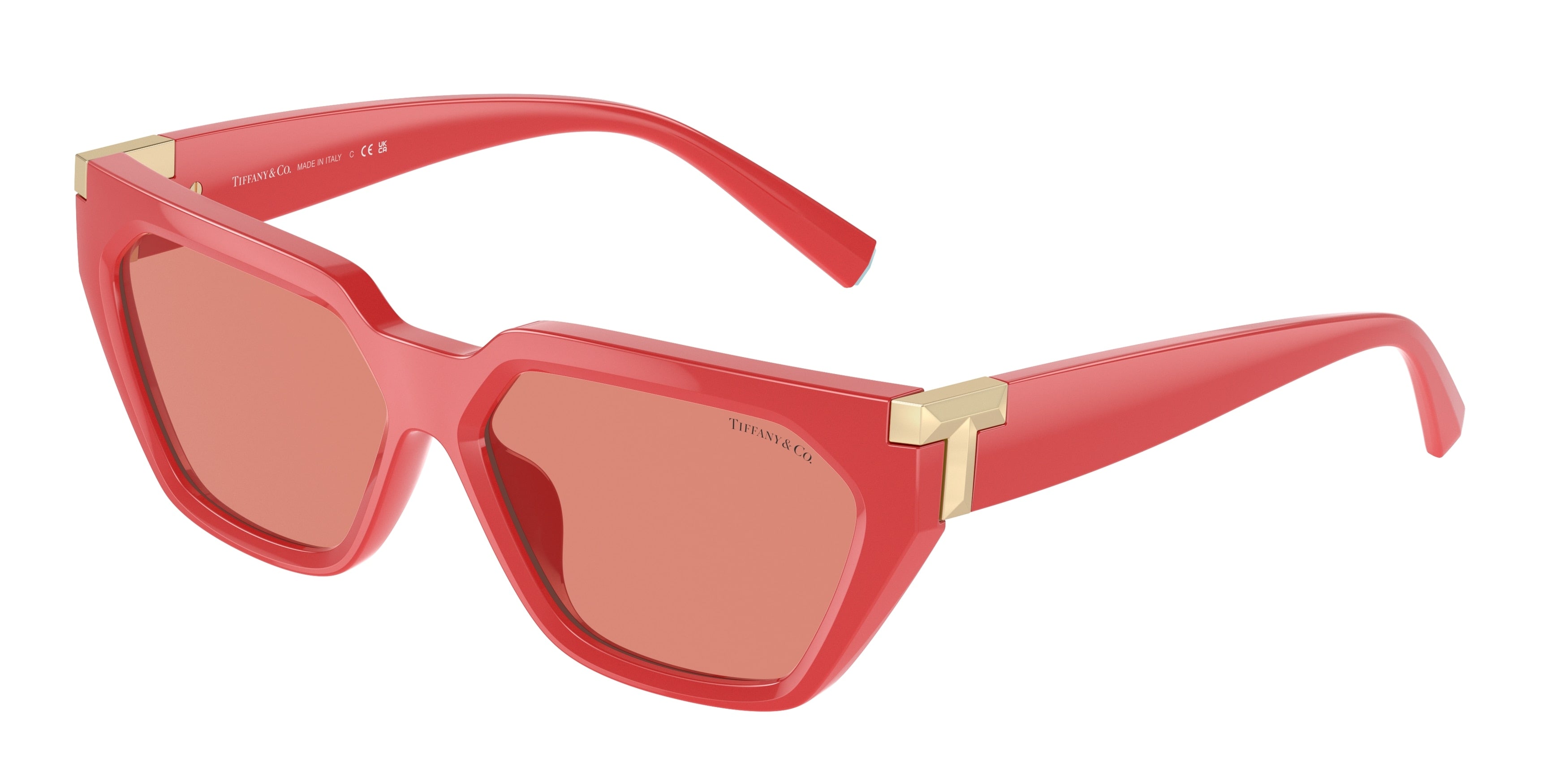Tiffany TF4205U Irregular Sunglasses  837084-Coral 56-140-14 - Color Map Red
