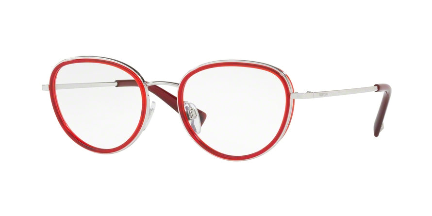 Valentino VA1002 Oval Eyeglasses  3018-SILVER 50-19-135 - Color Map red