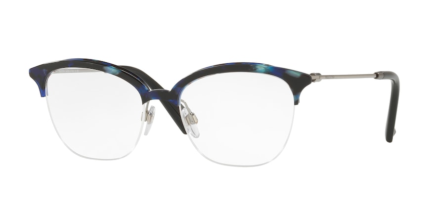 Valentino VA1005 Square Eyeglasses  3005-GUNMETAL/HAVANA BLUE 50-17-135 - Color Map blue