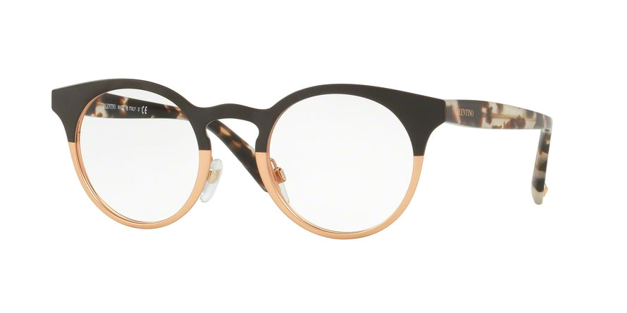 Valentino VA1007 Round Eyeglasses  3024-MATTE BROWN/MATTE ROSE GOLD 47-22-140 - Color Map brown
