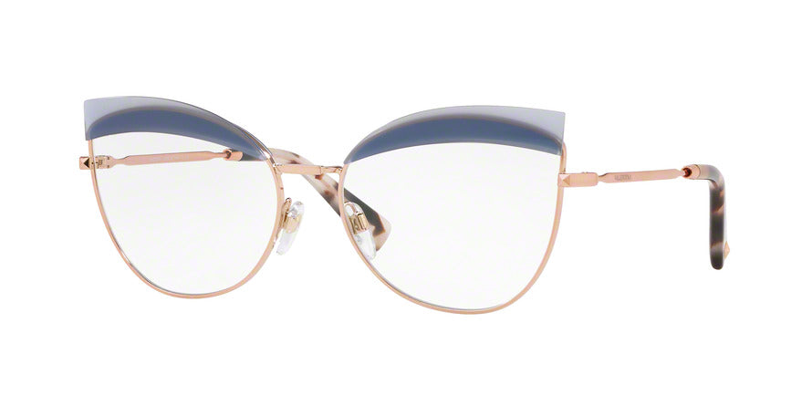 Valentino VA1014 Butterfly Eyeglasses  3004-ROSE GOLD 56-17-135 - Color Map blue