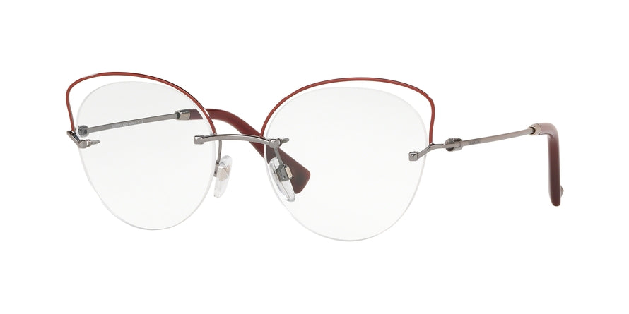 Valentino VA1015 Round Eyeglasses  3012-GUNMETAL/RED 53-17-140 - Color Map red