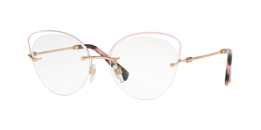 Valentino VA1015 Round Eyeglasses  3030-ROSE GOLD/ PINK 53-17-140 - Color Map pink