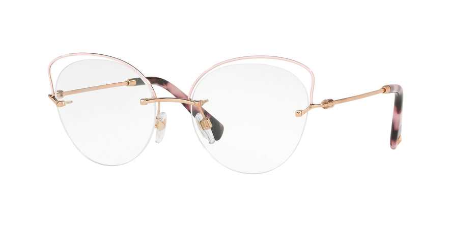 Valentino VA1015 Round Eyeglasses  3030-ROSE GOLD/ PINK 53-17-140 - Color Map pink