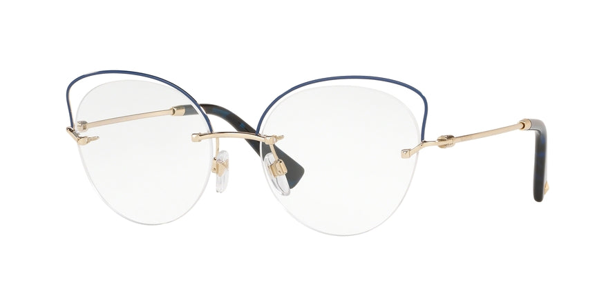 Valentino VA1015 Round Eyeglasses  3034-PALE GOLD/ BLUE 53-17-140 - Color Map blue