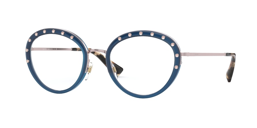 Valentino VA1017 Oval Eyeglasses  3004-ROSE GOLD/AZURE 52-20-140 - Color Map gold
