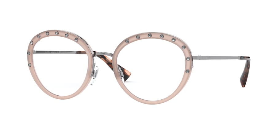 Valentino VA1017 Oval Eyeglasses  3039-RUTENIUM/OPAL PINK 52-20-140 - Color Map pink