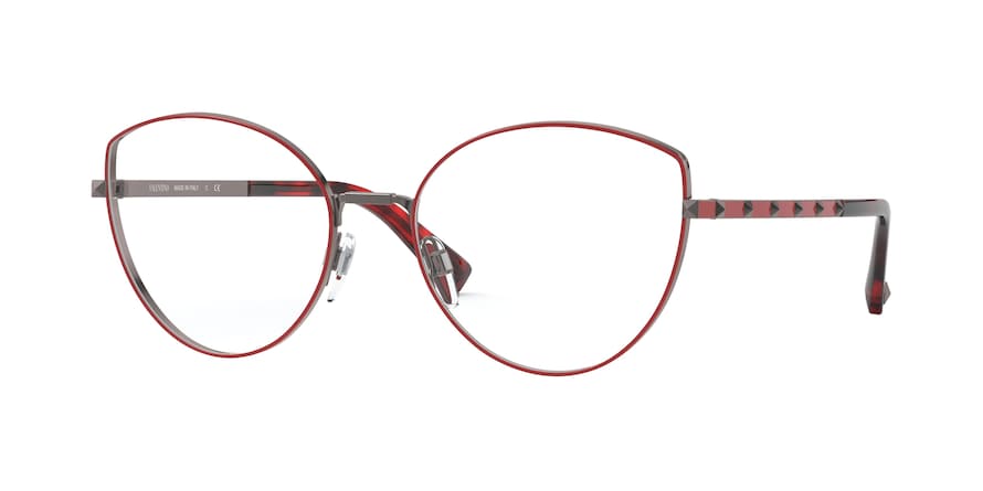 Valentino VA1018 Cat Eye Eyeglasses  3012-GUNMETAL/RED 55-18-140 - Color Map red
