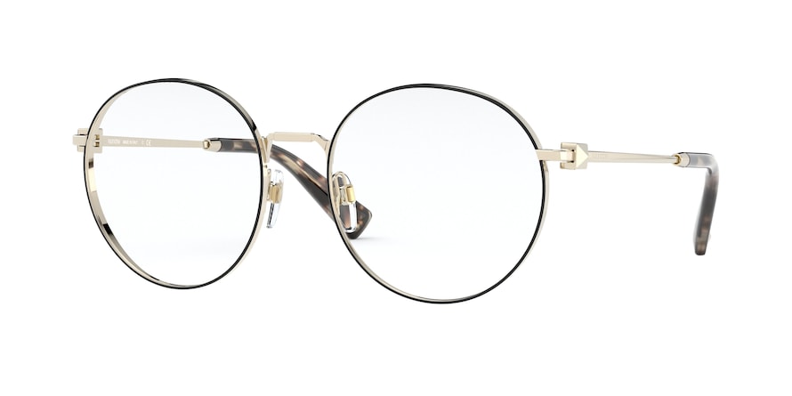 Valentino VA1020 Round Eyeglasses  3003-PALE GOLD/BLACK 54-18-140 - Color Map black