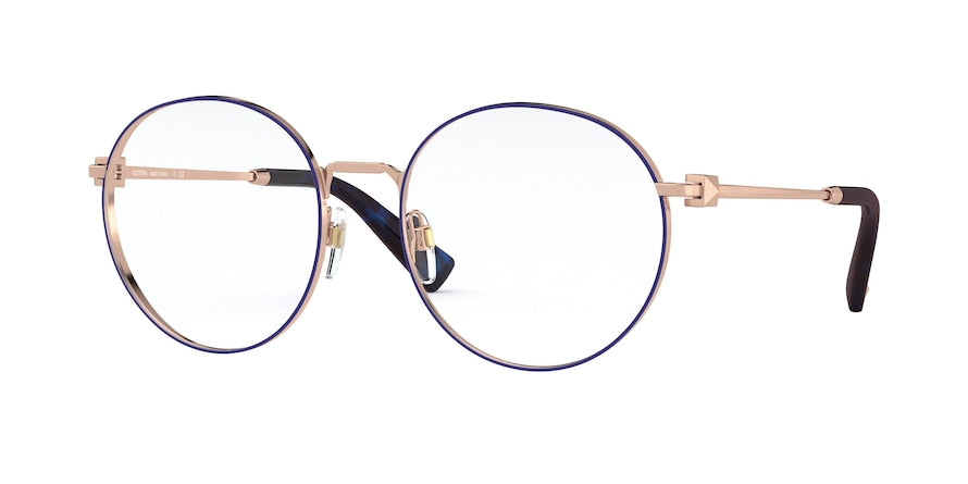 Valentino VA1020 Round Eyeglasses  3031-ROSE GOLD/BLUE 54-18-140 - Color Map blue