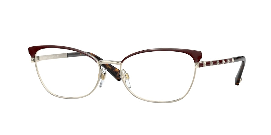 Valentino VA1022 Pillow Eyeglasses  3003-PALE GOLD/BORDEAUX 54-16-140 - Color Map bordeaux